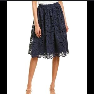 J. Crew Skirts Navy Blue Embroidered Eyelet Skirt